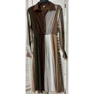 Mesh colorblocked  LS dress TULLE L Fit & Flare L Romance Fairy Whimsygoth Indie